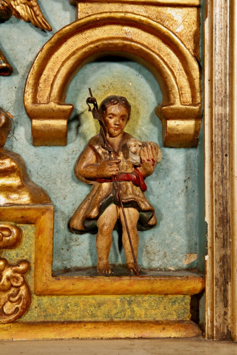 Spanish Folk Art Polychromed Home Altar. Circa 1900.-photo-1