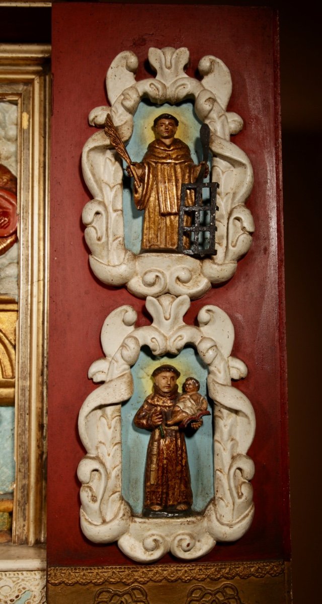 Spanish Folk Art Polychromed Home Altar. Circa 1900.-photo-4