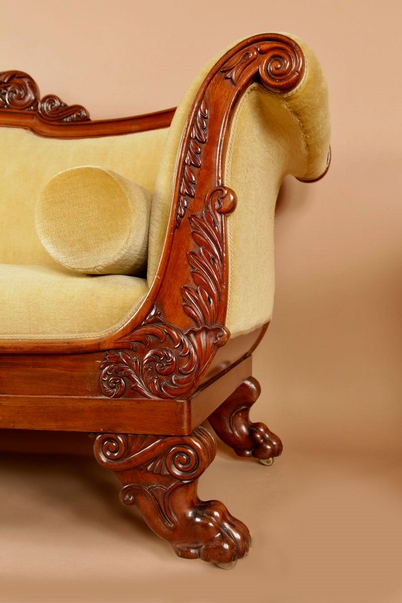 An Pair Of Small French/italian Mahogany Sofas.-photo-1