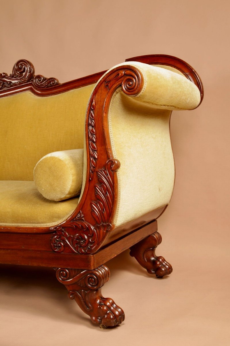 An Pair Of Small French/italian Mahogany Sofas.-photo-3