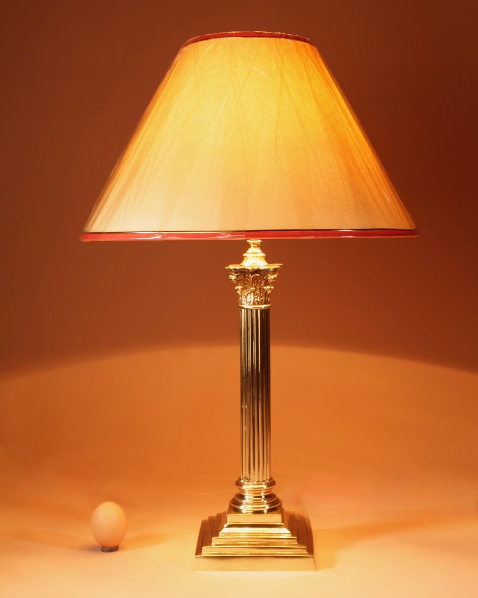 Lampe De Table En Laiton De Style Corinthien Vers 1910-30