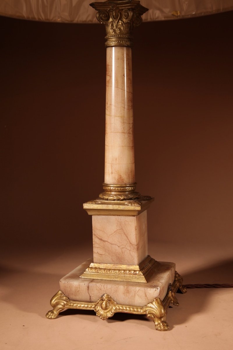 Corinthian Marble/alabaster And Gilded Metal Table Lamp Circa 1910-30.-photo-2