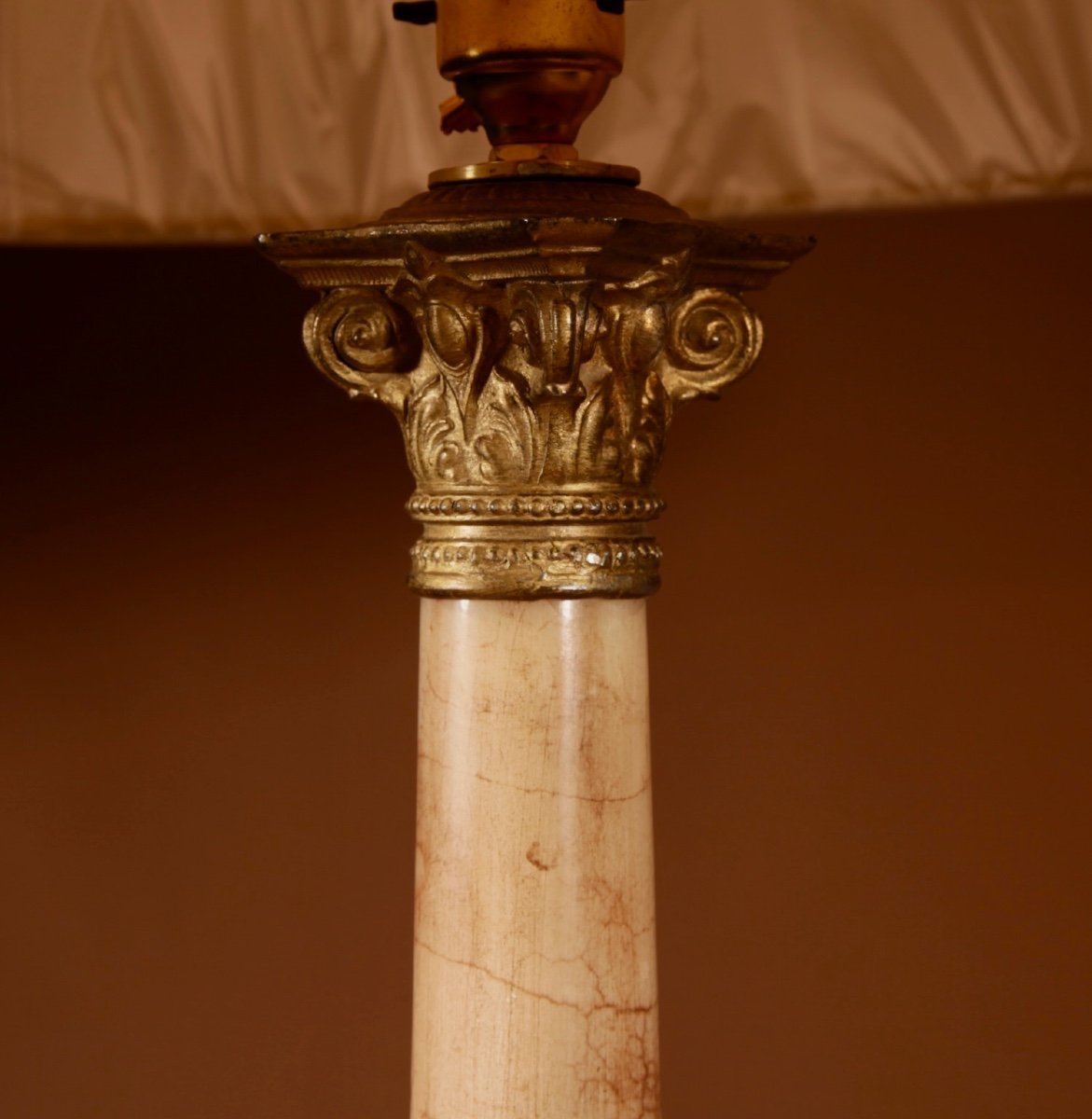 Corinthian Marble/alabaster And Gilded Metal Table Lamp Circa 1910-30.-photo-3