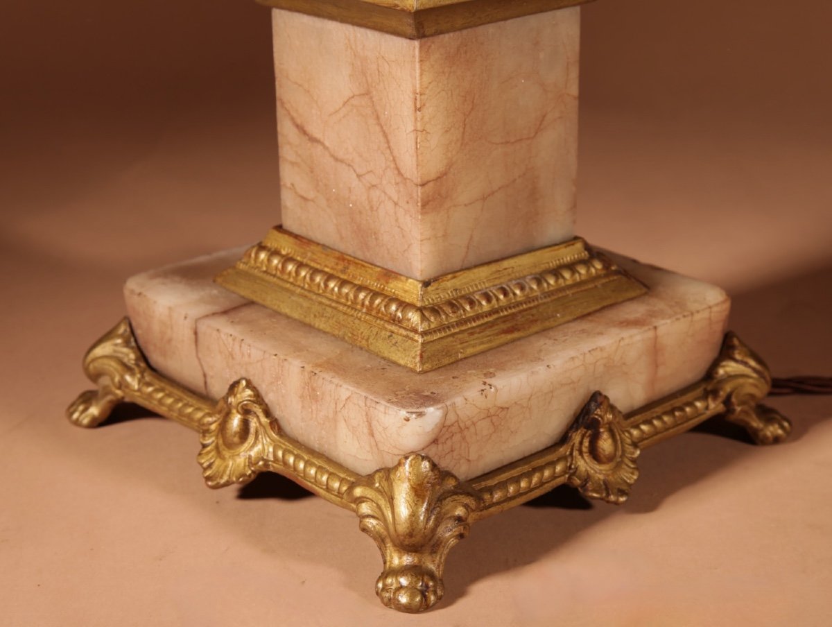 Corinthian Marble/alabaster And Gilded Metal Table Lamp Circa 1910-30.-photo-4