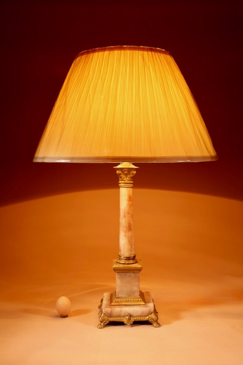 Corinthian Marble/alabaster And Gilded Metal Table Lamp Circa 1910-30.