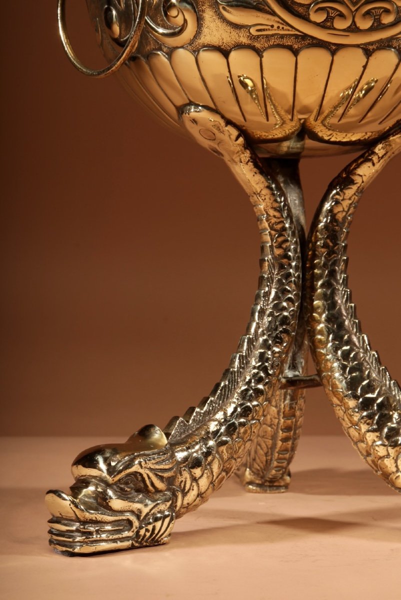 Dinanderie Embossed And Cast Brass Jardiniere.-photo-2
