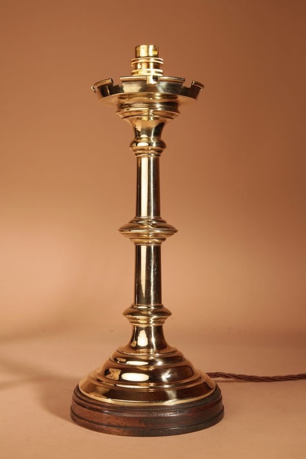 A Pair Of Brass Table Lamps In The Late Gothic Style-photo-2