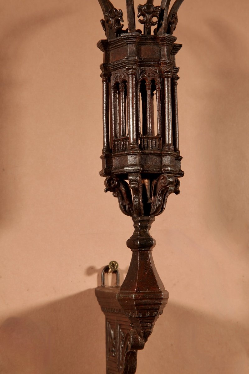 Interesting Very Fine Cast Pair Of Small White Metal God Lamps / Lanterns-photo-3