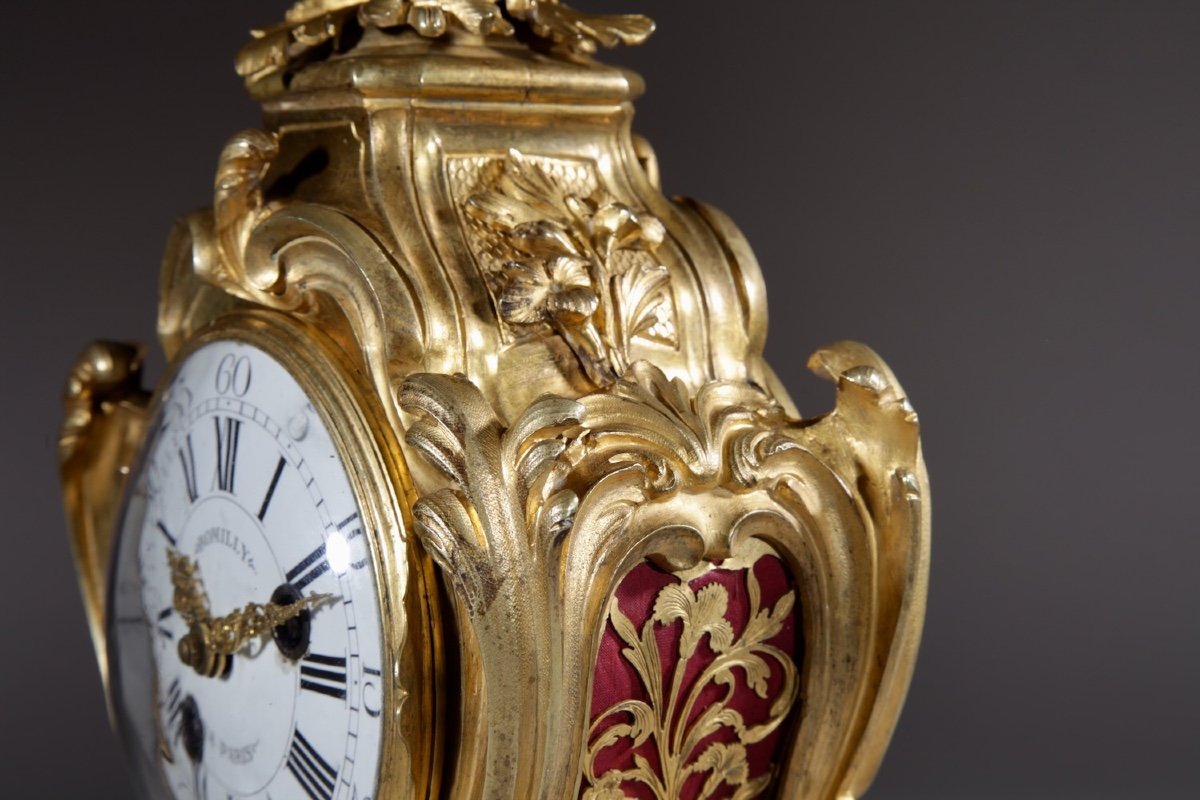 Intéressante Petite Pendule / Pendule De Cheminée Louis Quinze Française Très Elégante, 1750-photo-4
