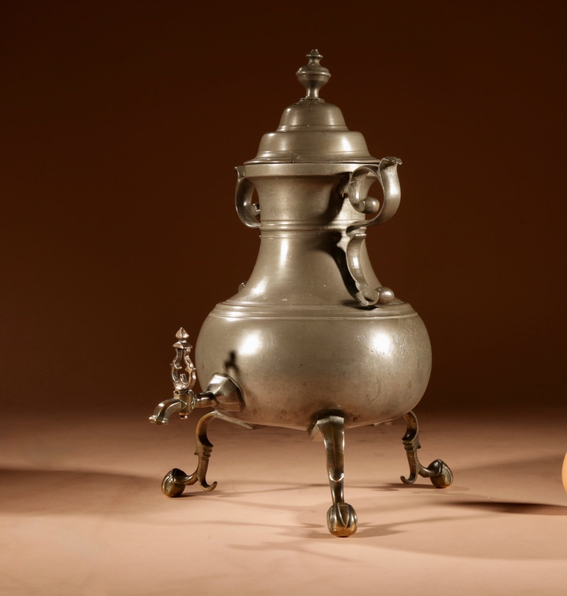  étain Hollandais Et Bronze « Kraantjeskan » (samovar / Café / Urne à Thé) Circa 1750. -photo-3