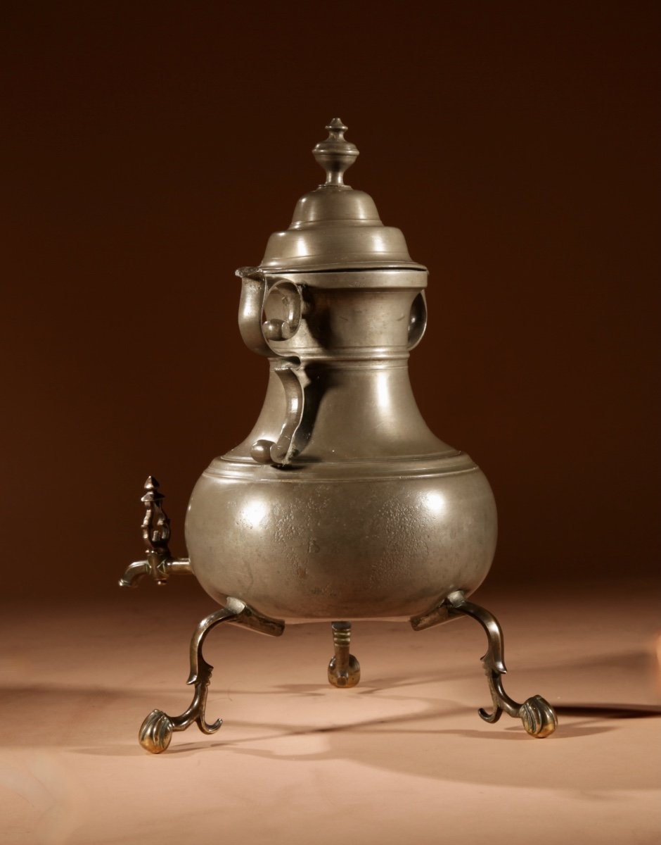  étain Hollandais Et Bronze « Kraantjeskan » (samovar / Café / Urne à Thé) Circa 1750. -photo-4