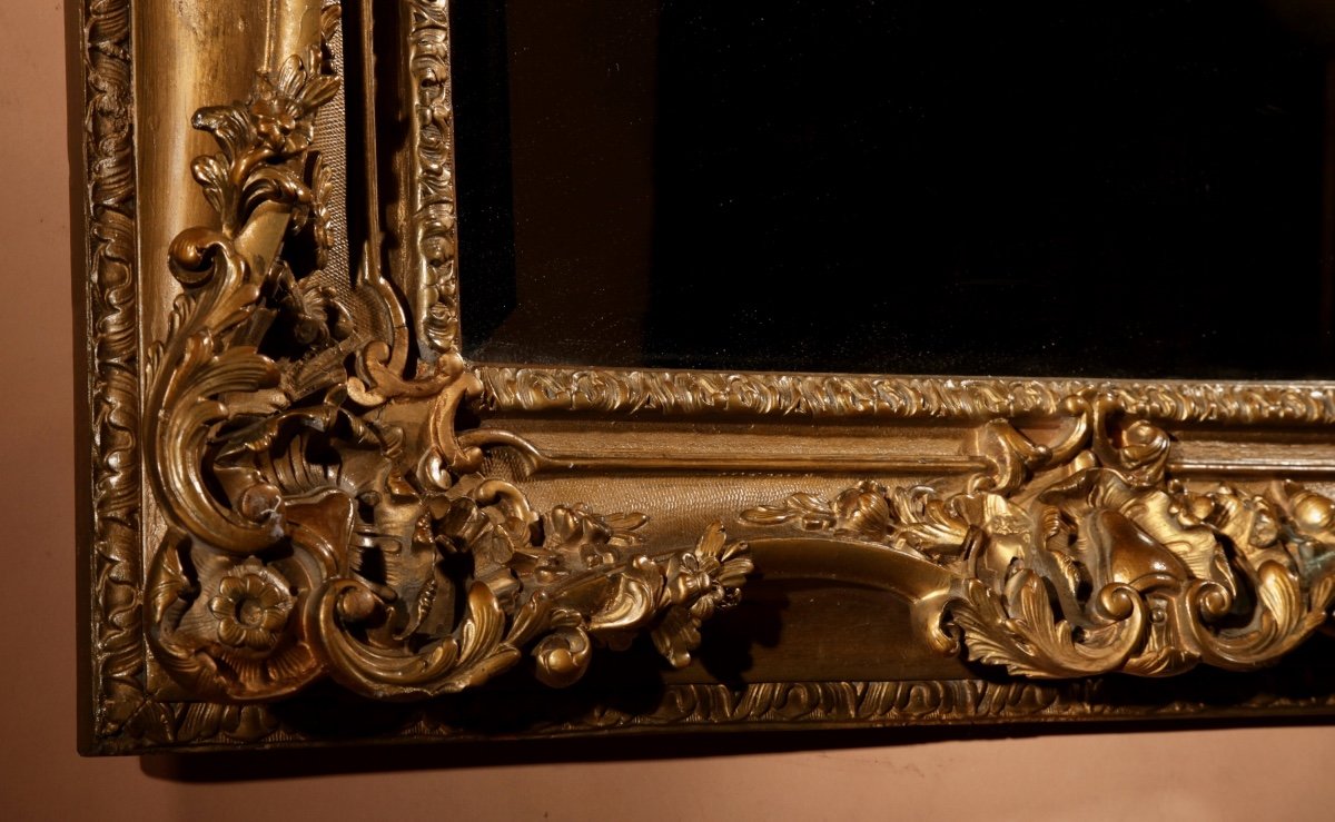 Very Impressive Original Louise Quinze XV Style Giltwood And Gesso Mirror, Circa 1900.-photo-2