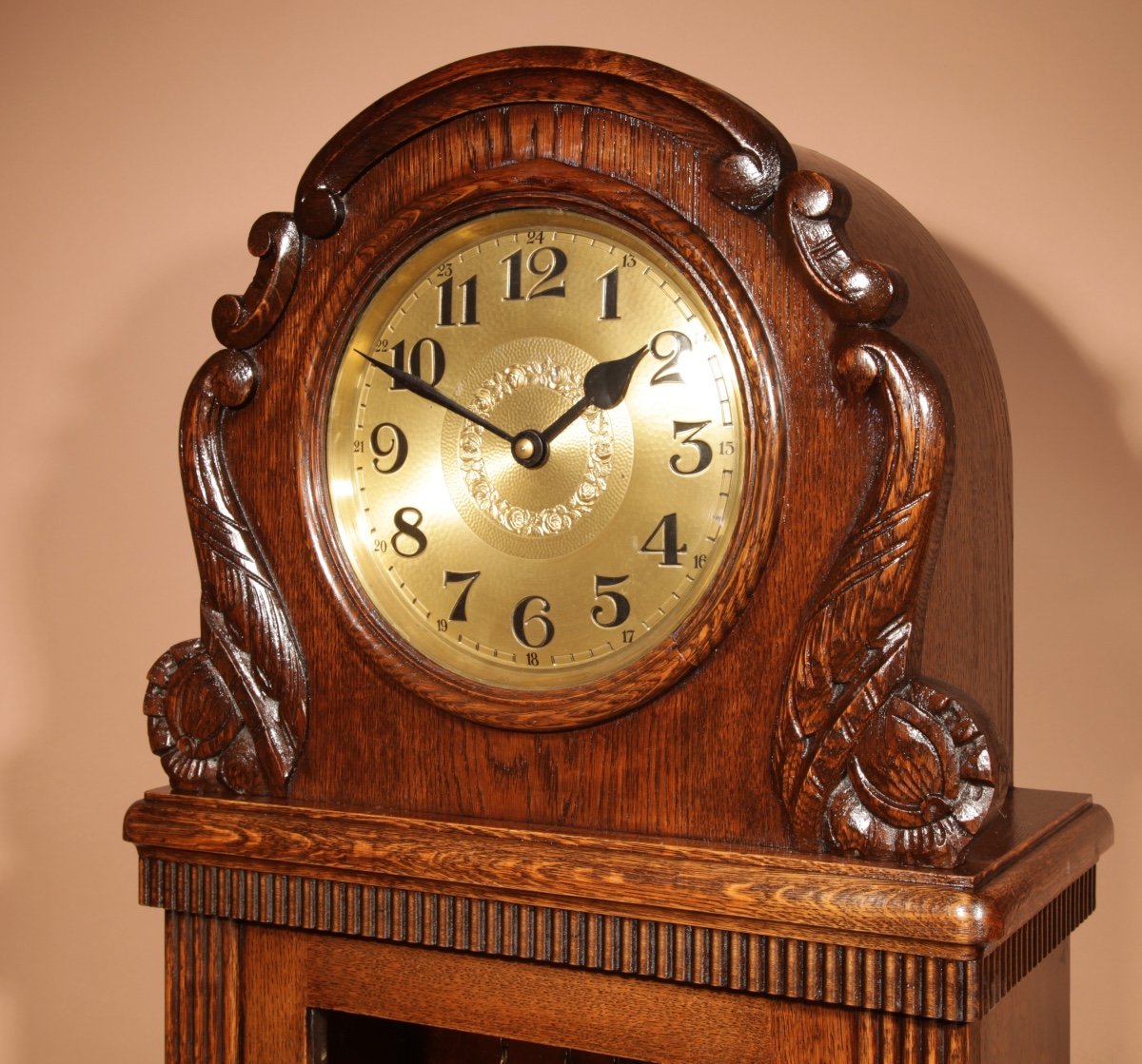  Pendule Longue En Chêne Allemand Art Nouveau / Art Déco Forêt-noire Vers 1925-photo-2