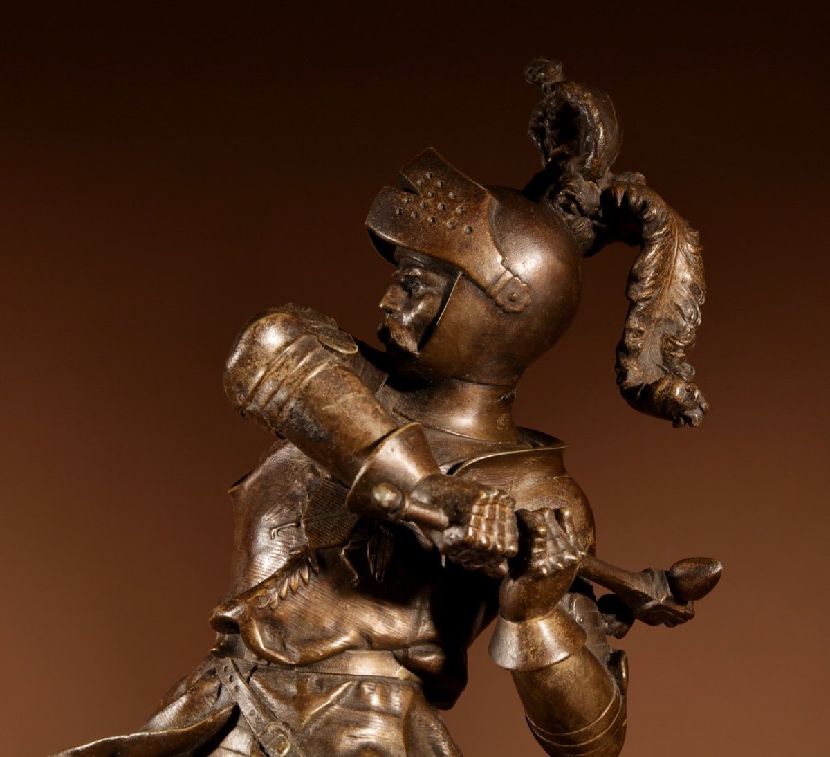 A Large Pair Of Knights In Full Armour Still With The Original Bases, Continental Circa 1890.-photo-4