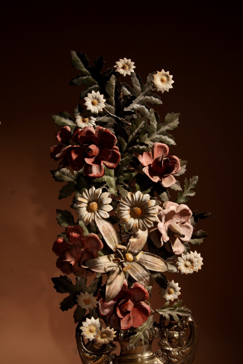 Vases à Fleurs Italiens Très Décoratifs En Tôle Et Laiton, Vers 1850-1870-photo-2