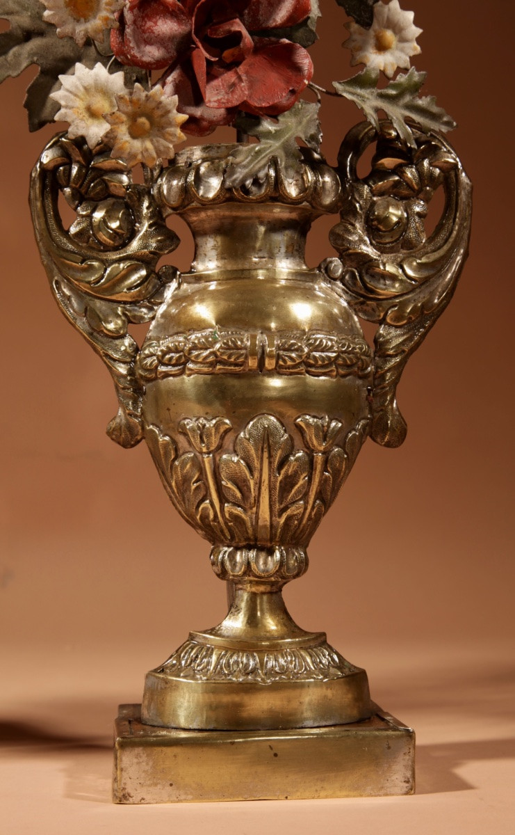 Vases à Fleurs Italiens Très Décoratifs En Tôle Et Laiton, Vers 1850-1870-photo-6