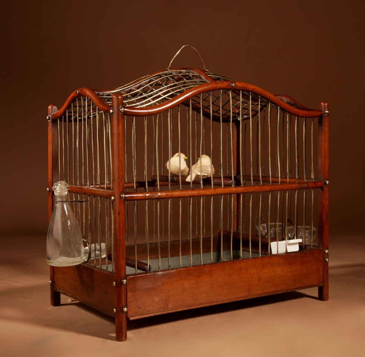  Rare Cage à Oiseaux En Acajou Et Laiton, Anglo-néerlandaise, Vers 1870-photo-4