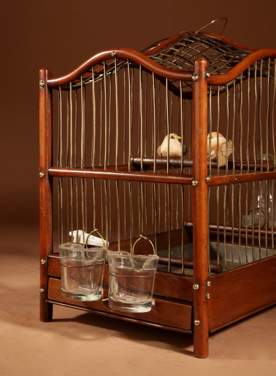  Rare Cage à Oiseaux En Acajou Et Laiton, Anglo-néerlandaise, Vers 1870-photo-8