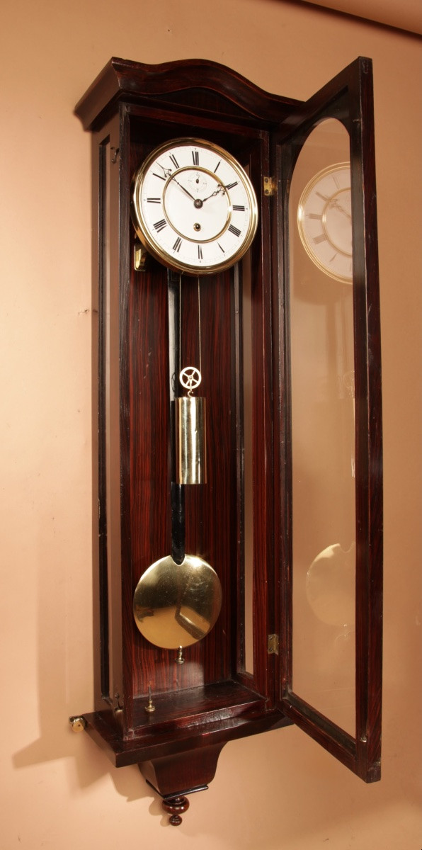  A Interesting Elegant Black Forest Regulator Wall Clock In The Vienna Style.-photo-1