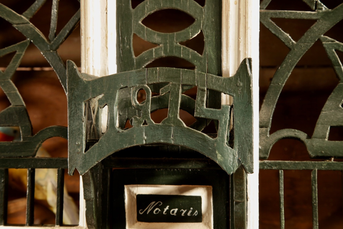 Cage à oiseaux décorative en bois ajouré, datant de 1914. -photo-2