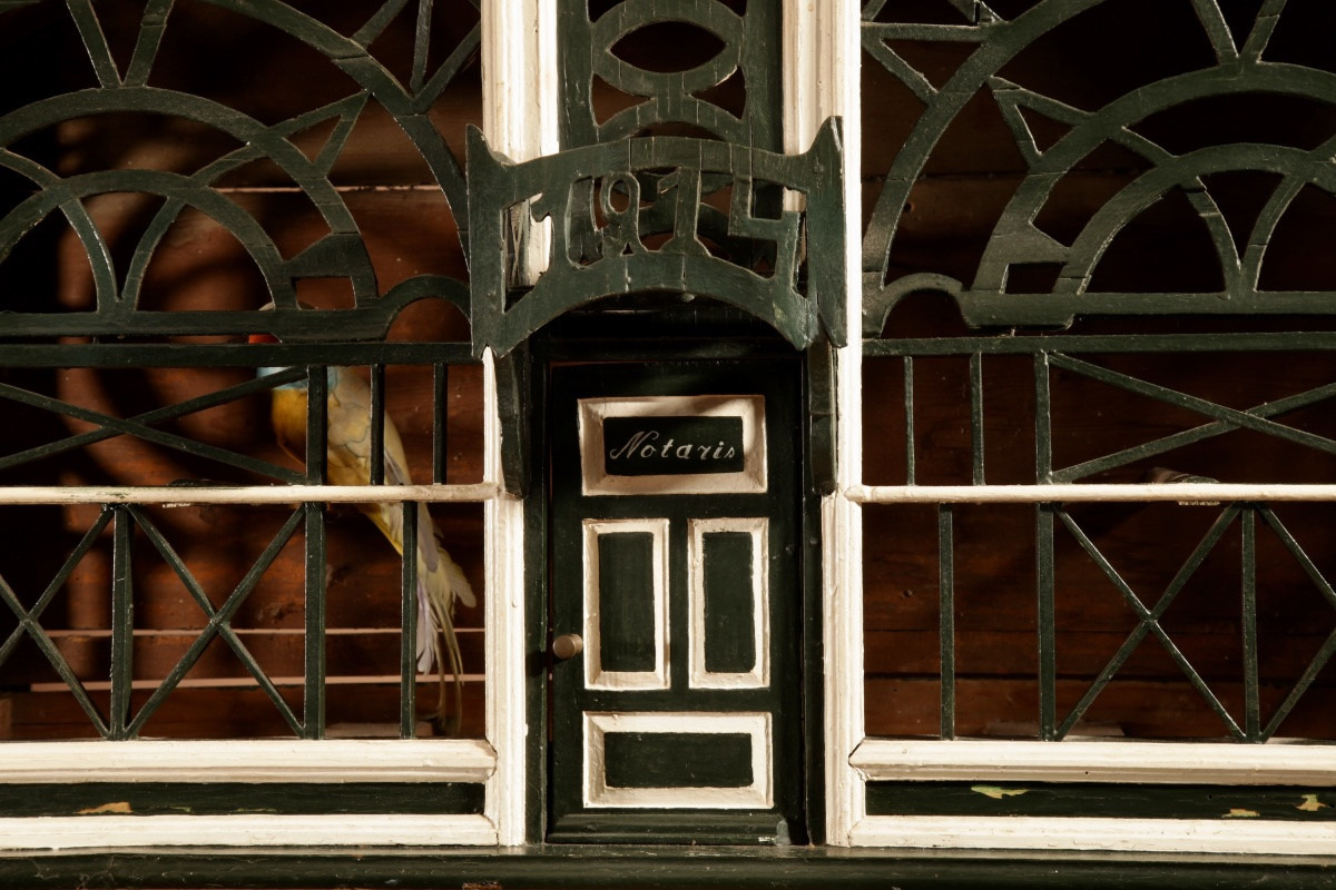 Cage à oiseaux décorative en bois ajouré, datant de 1914. -photo-3
