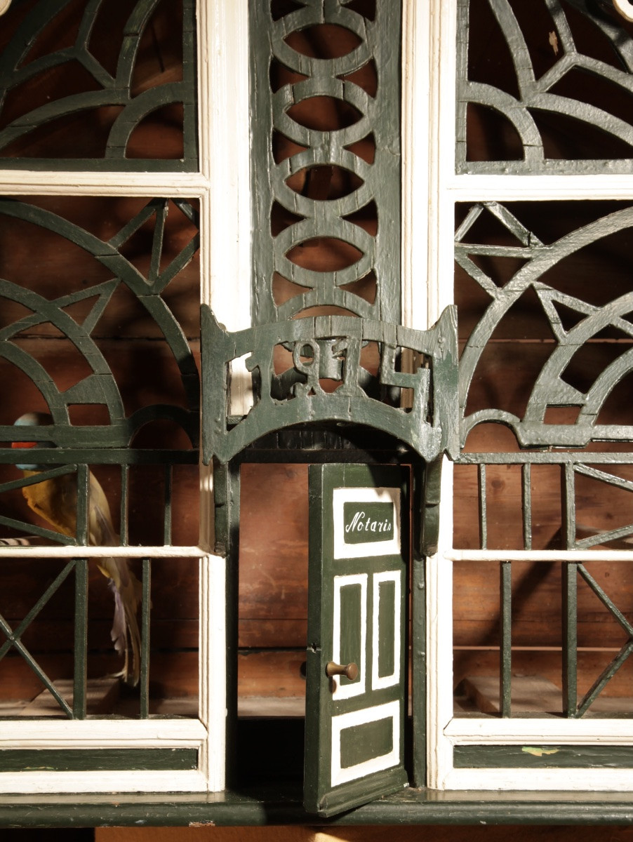 Cage à oiseaux décorative en bois ajouré, datant de 1914. -photo-7