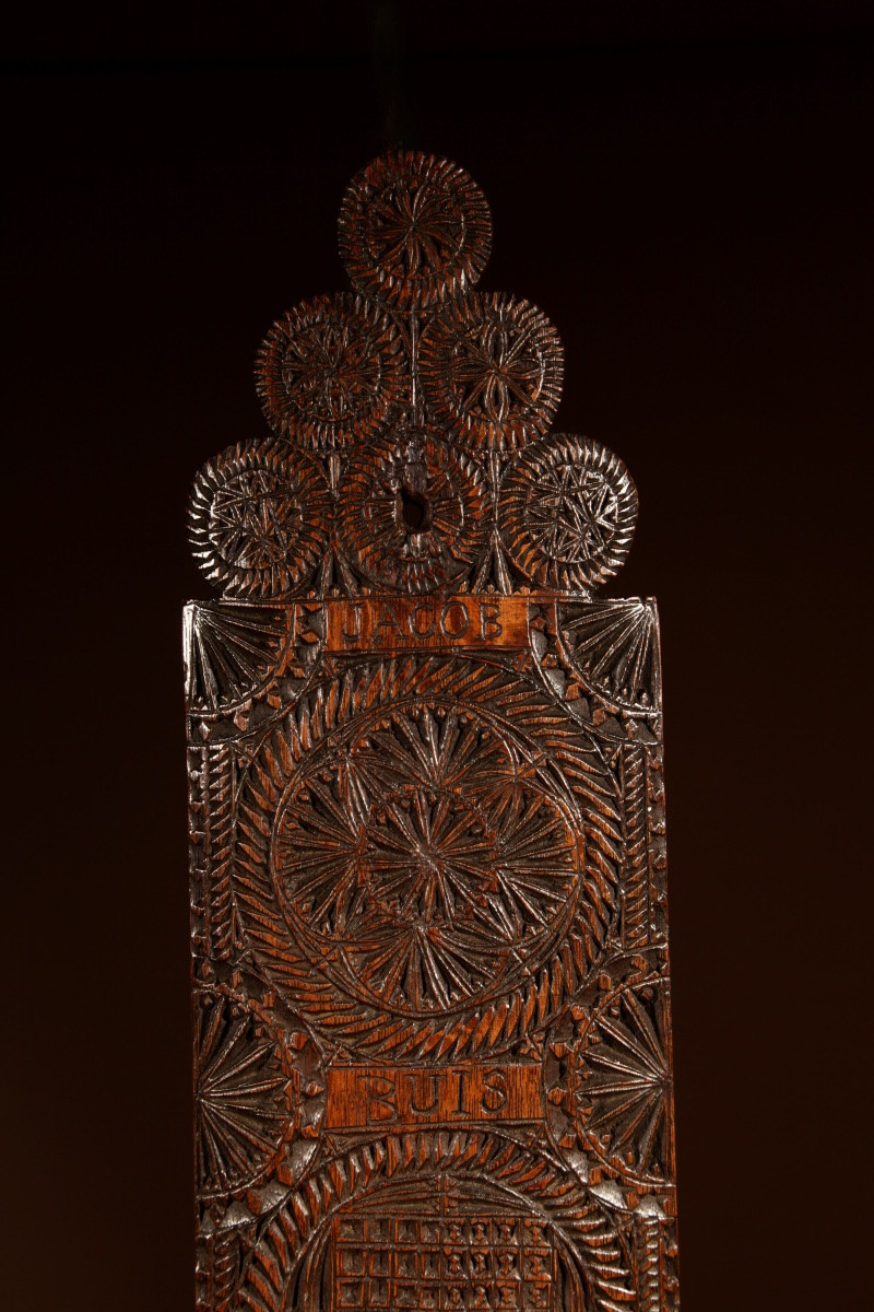  Volendam Interest Wedding Love Gift Very Fine Chip Carved Oak Dutch Mangling Board 18th/19th C-photo-2