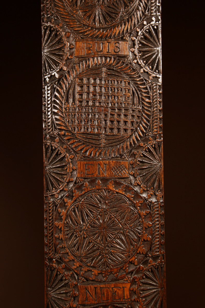 Volendam Interest Wedding Love Gift Very Fine Chip Carved Oak Dutch Mangling Board 18th/19th C-photo-3