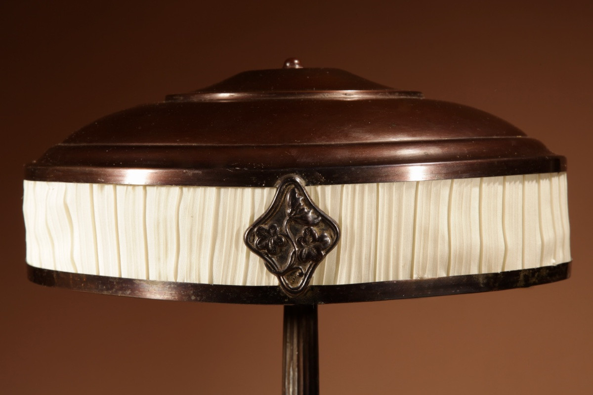  Original Patinated Table Lamp, Art Deco Style, Very Elegant, Germany, Circa 1900-1920. -photo-3