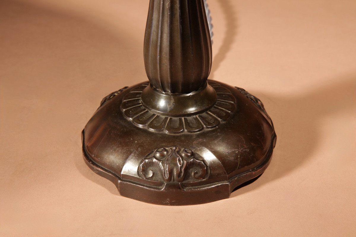  Original Patinated Table Lamp, Art Deco Style, Very Elegant, Germany, Circa 1900-1920. -photo-4