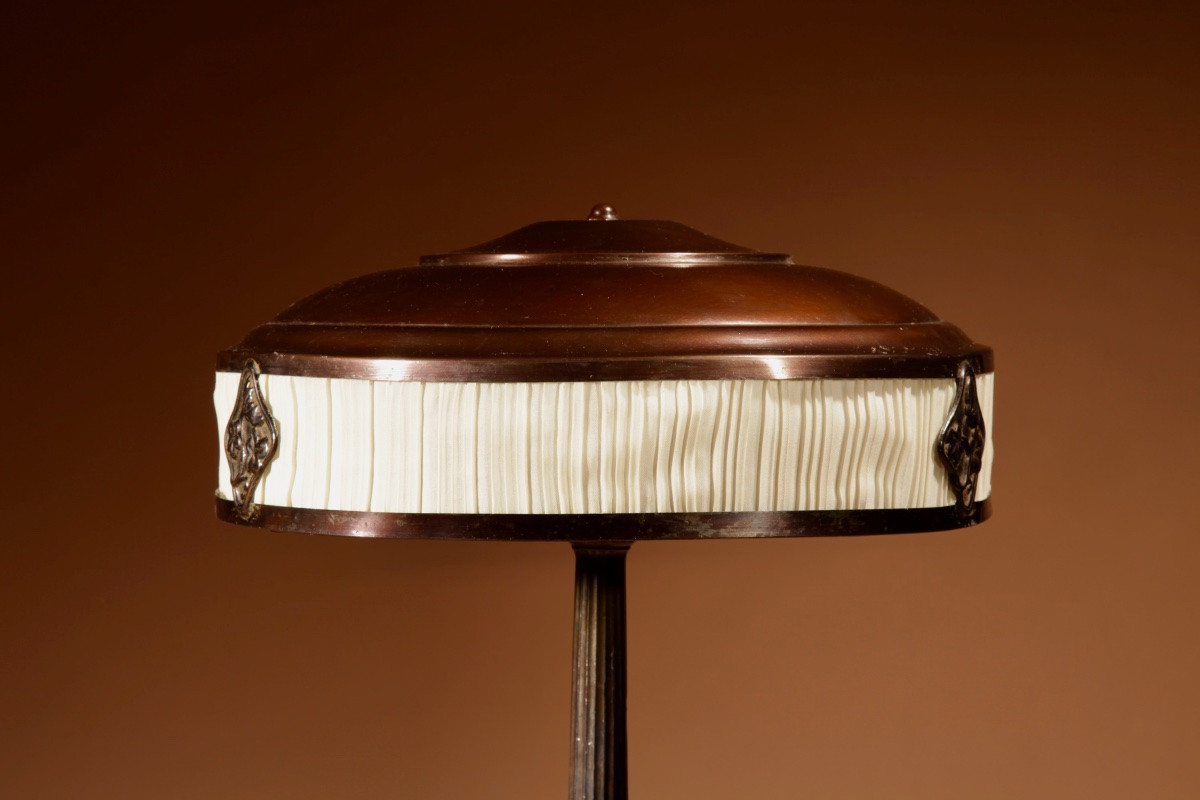  Original Patinated Table Lamp, Art Deco Style, Very Elegant, Germany, Circa 1900-1920. -photo-1