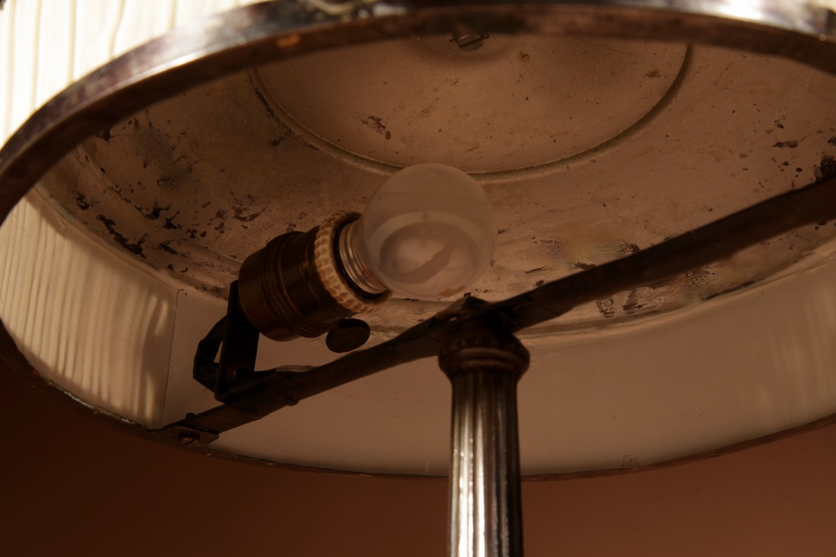  Original Patinated Table Lamp, Art Deco Style, Very Elegant, Germany, Circa 1900-1920. -photo-3