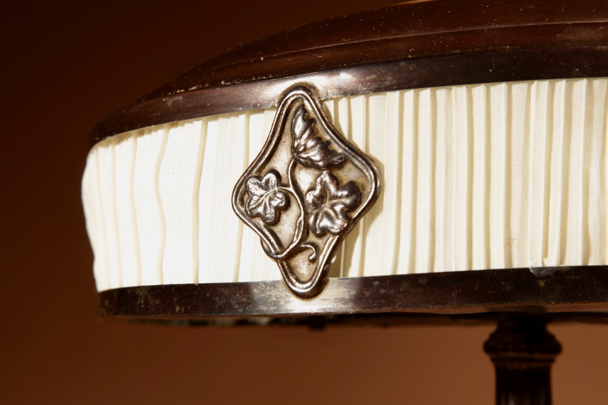  Original Patinated Table Lamp, Art Deco Style, Very Elegant, Germany, Circa 1900-1920. -photo-4