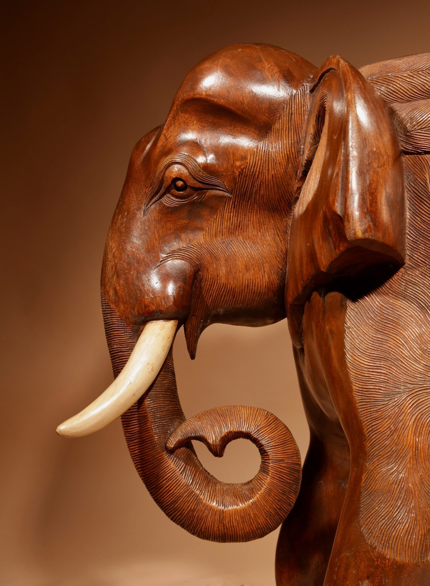 Paire de fauteuils impressionnants en forme d'éléphant, d'époque Art déco.-photo-2