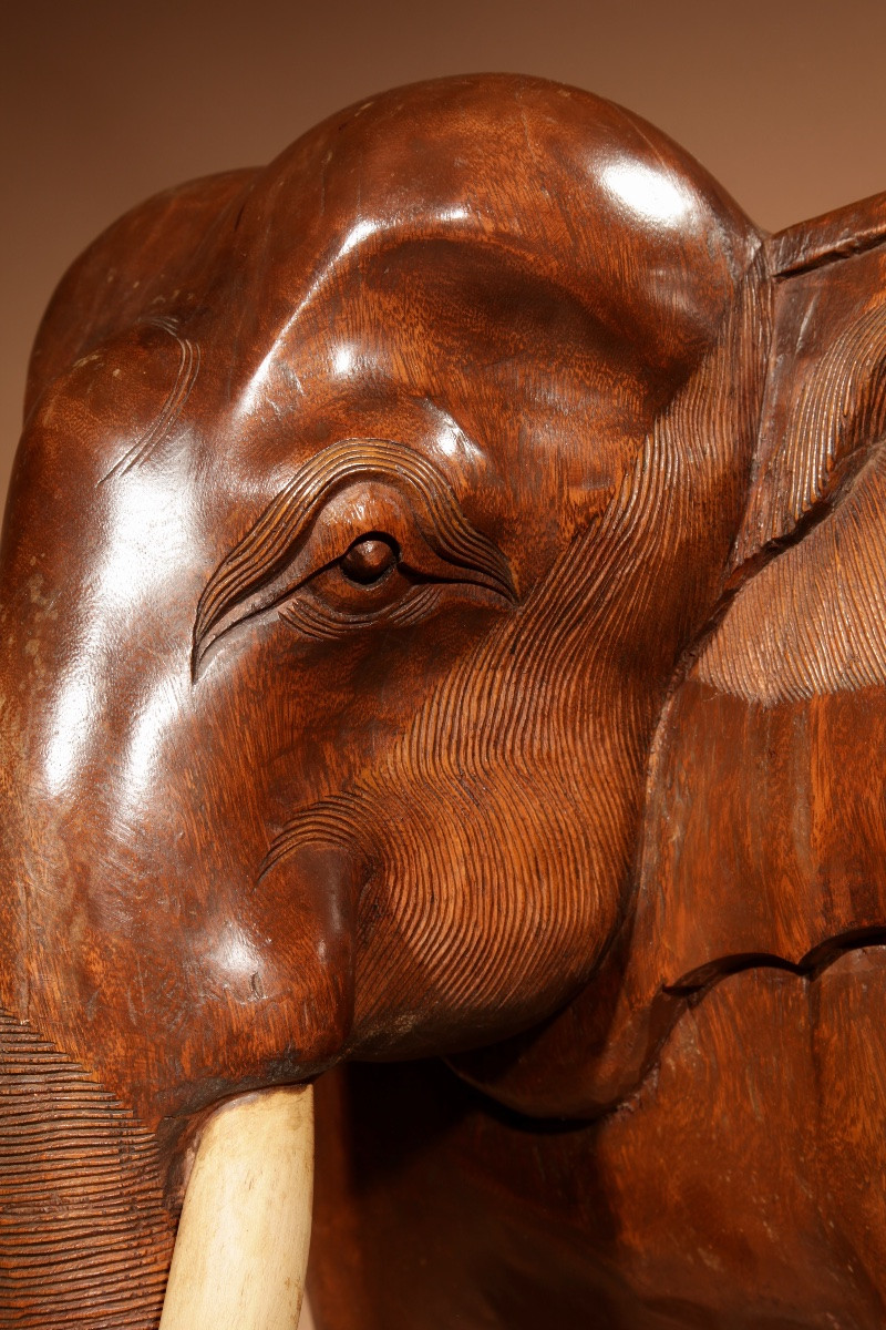 Paire de fauteuils impressionnants en forme d'éléphant, d'époque Art déco.-photo-5