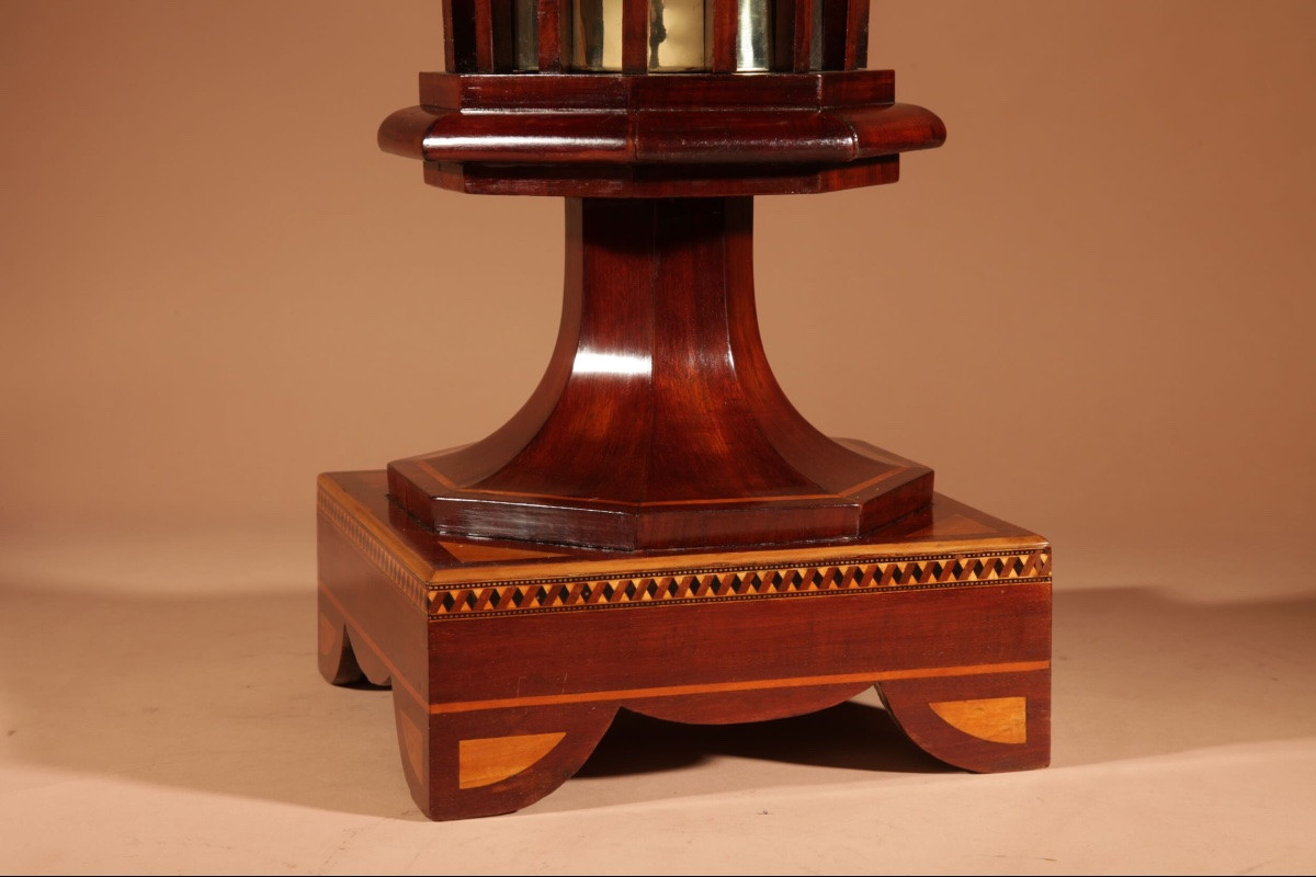 Exceptional And Beautiful Impressive Mahogany Inlaid Tea Stove, Peat Bucket, Knitting Basket,  -photo-4
