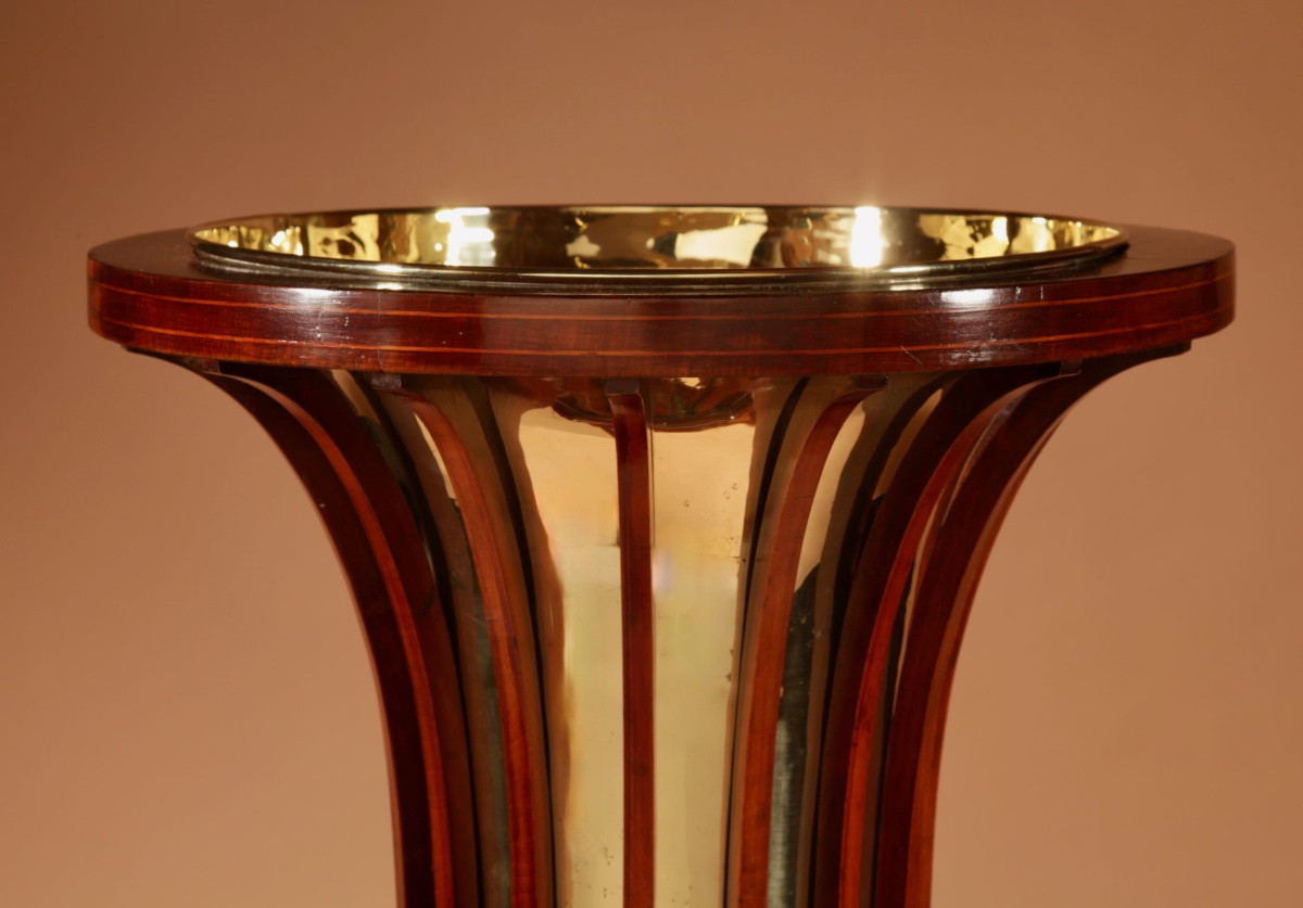 Exceptional And Beautiful Impressive Mahogany Inlaid Tea Stove, Peat Bucket, Knitting Basket,  -photo-1