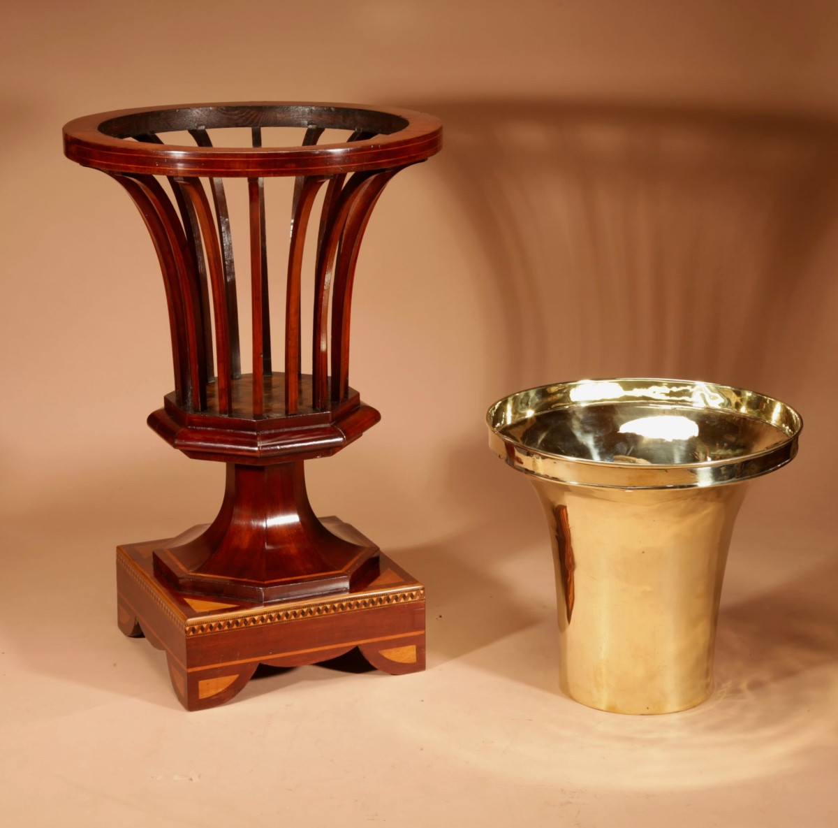Exceptional And Beautiful Impressive Mahogany Inlaid Tea Stove, Peat Bucket, Knitting Basket,  -photo-7