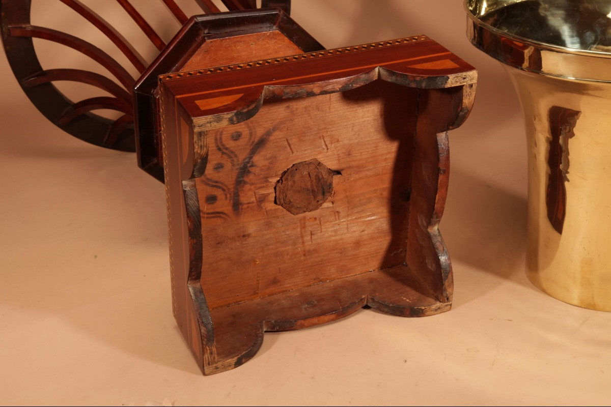 Exceptional And Beautiful Impressive Mahogany Inlaid Tea Stove, Peat Bucket, Knitting Basket,  -photo-8