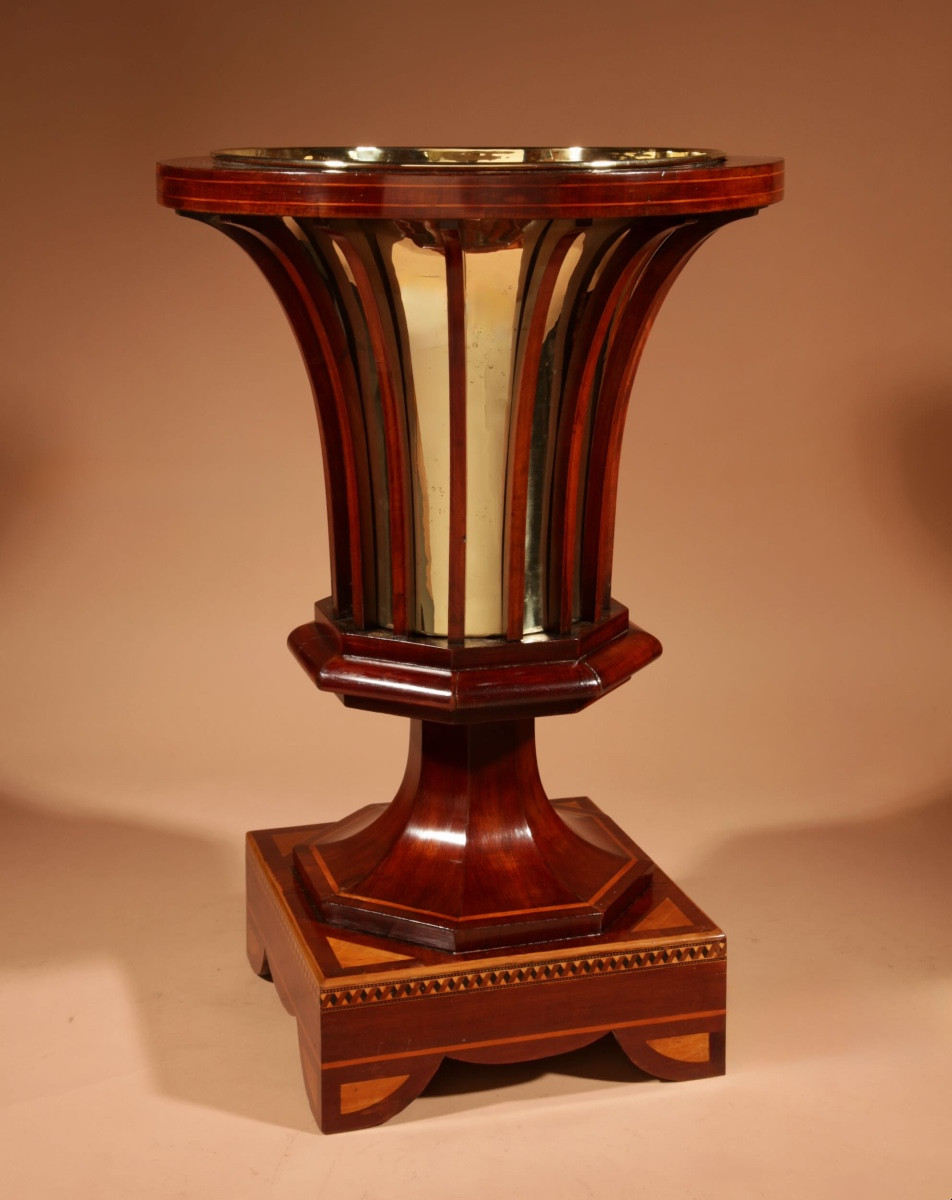 Exceptional And Beautiful Impressive Mahogany Inlaid Tea Stove, Peat Bucket, Knitting Basket,  