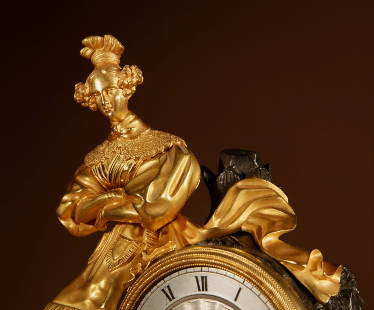 Pendule de cheminée française de style romantique, vers 1830-1840-photo-2
