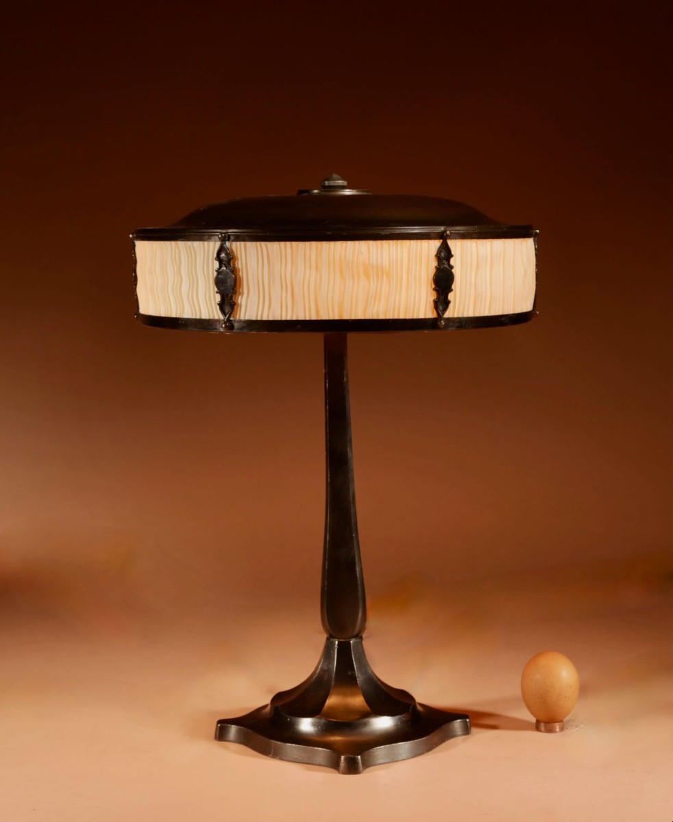 Jugendstil / Art Deco Very Stylish Original Patinated Table Lamp Germany Circa 1900-20-photo-2