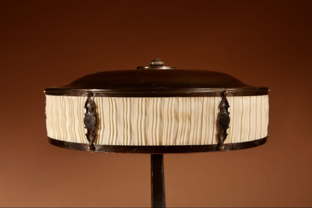Jugendstil / Art Deco Very Stylish Original Patinated Table Lamp Germany Circa 1900-20-photo-4