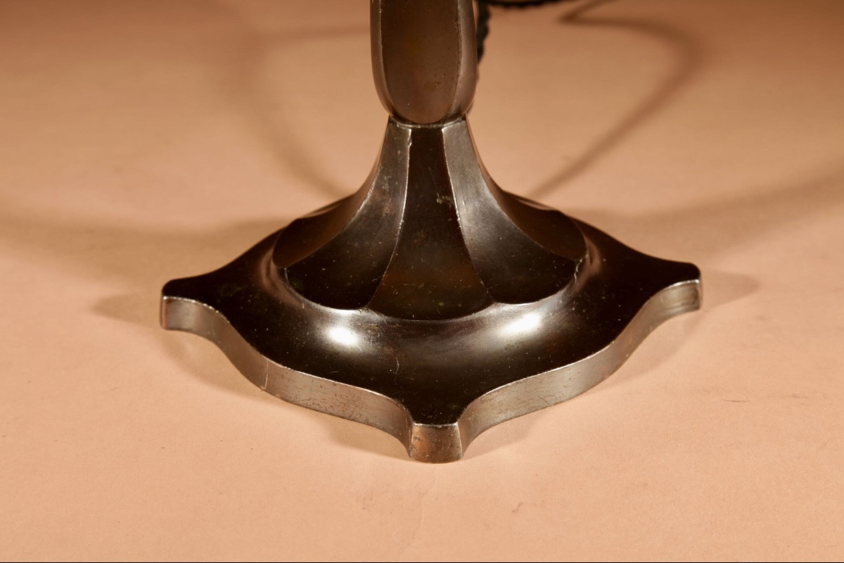 Jugendstil / Art Deco Very Stylish Original Patinated Table Lamp Germany Circa 1900-20-photo-5