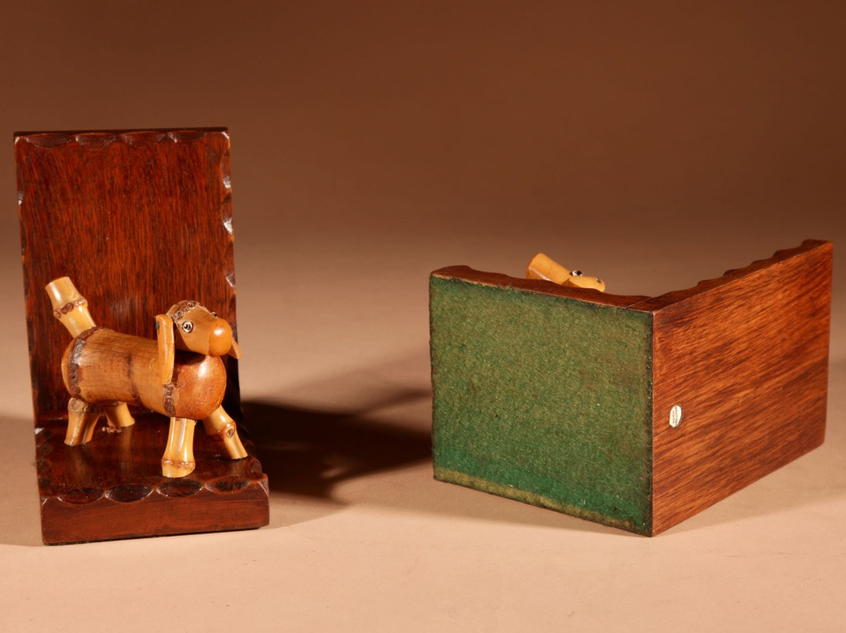 An Unusual Amusing Pair Of Art Deco Bamboo Dogs Bookends, Circa 1920-40-photo-4