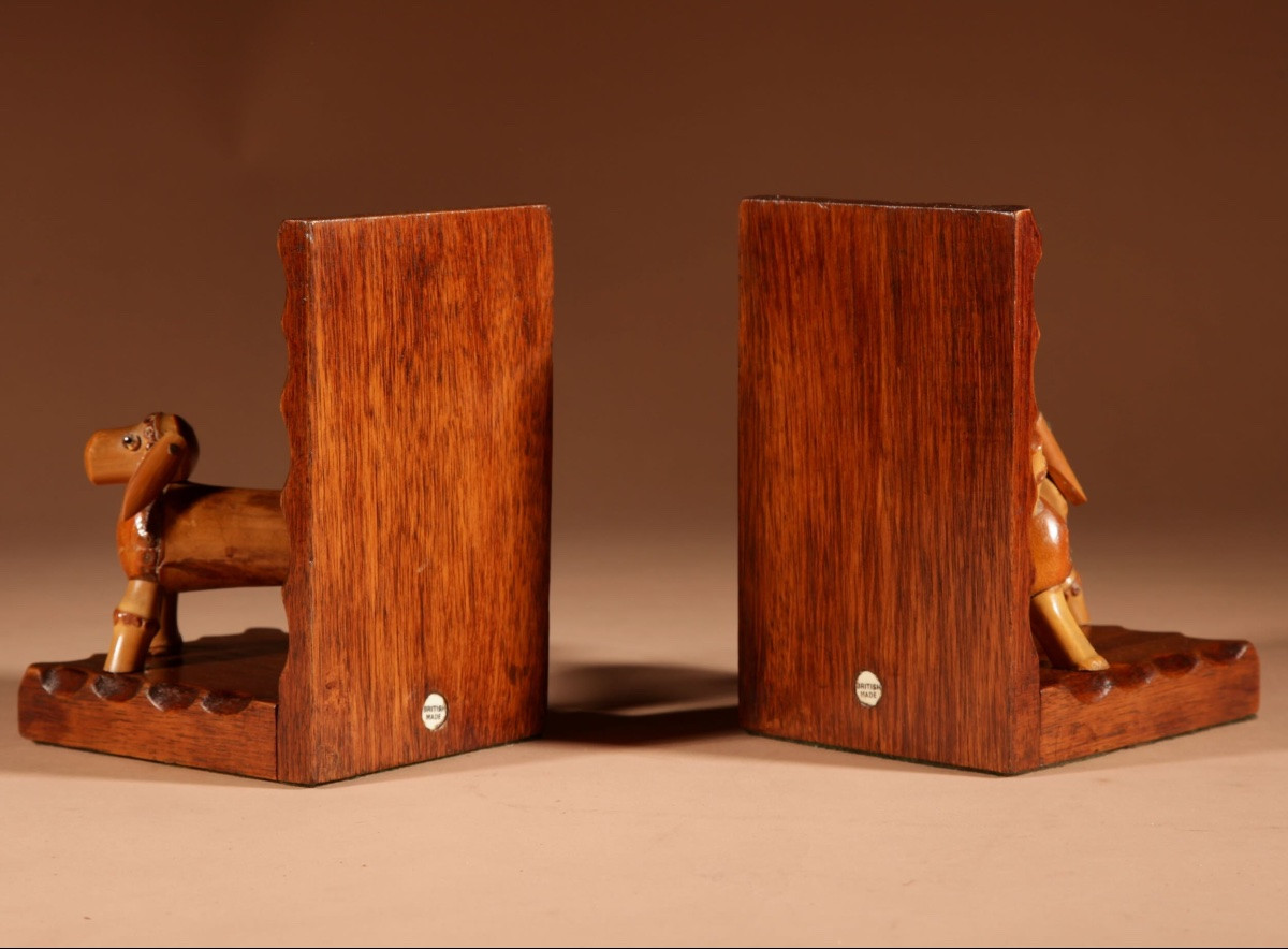 An Unusual Amusing Pair Of Art Deco Bamboo Dogs Bookends, Circa 1920-40-photo-5