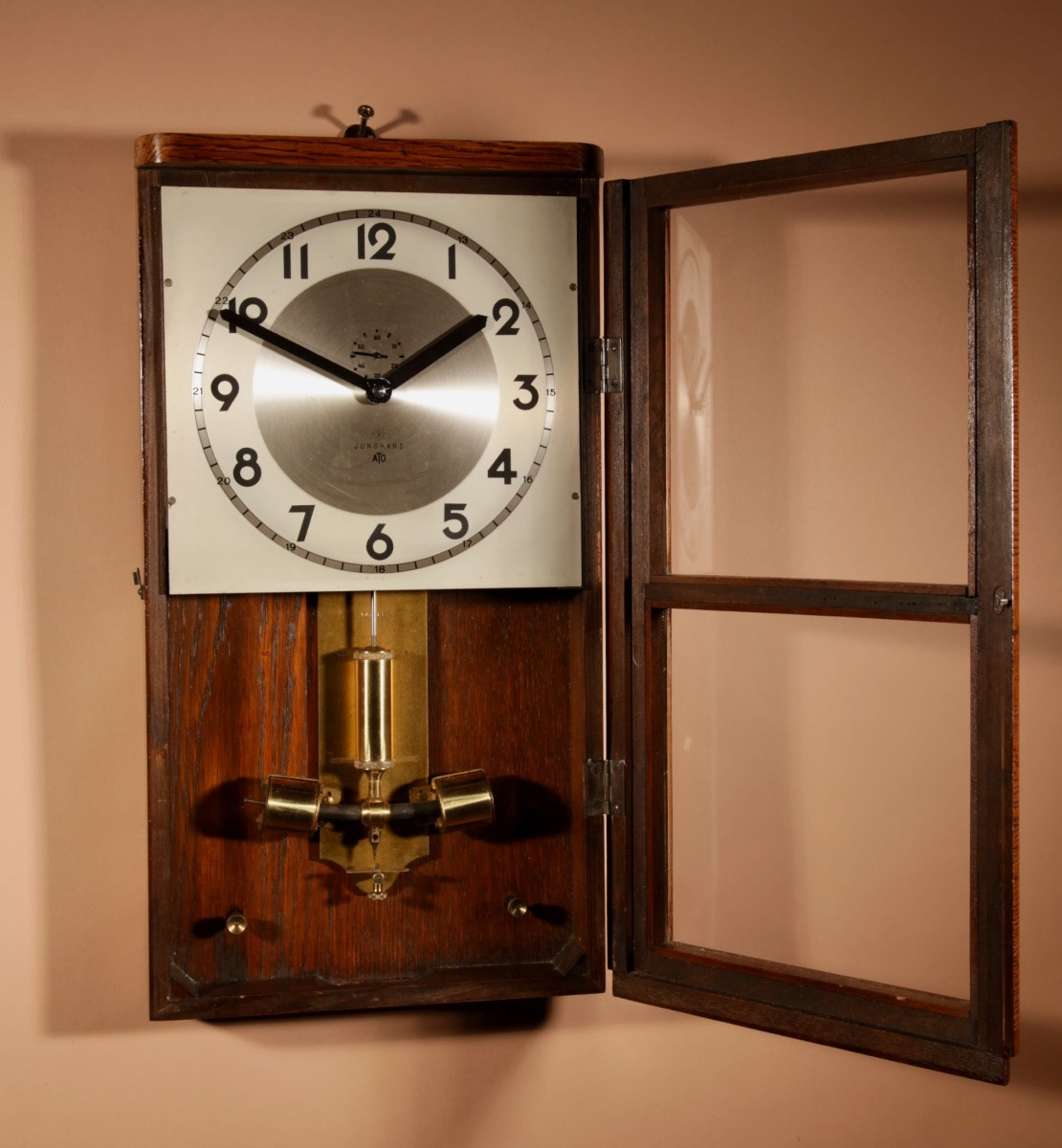 Junghans Ato Stylish Early Electric Oak Wall Clock.-photo-2