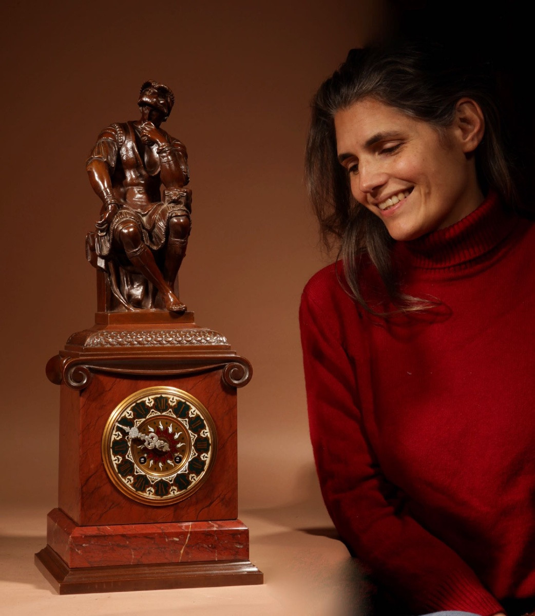 A Beautiful Bronze And Marble Mantel Clock.-photo-1