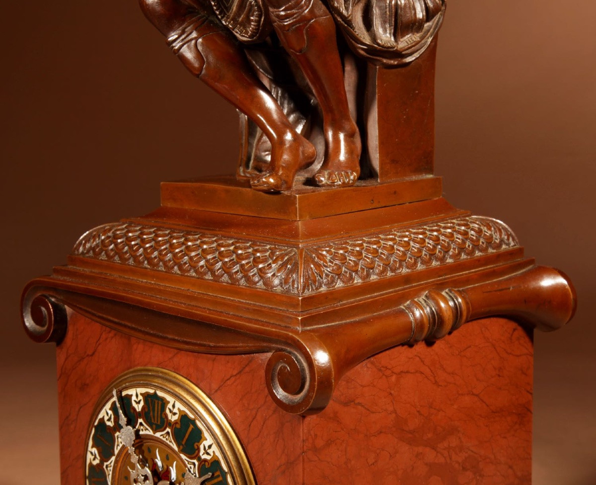A Beautiful Bronze And Marble Mantel Clock.-photo-7
