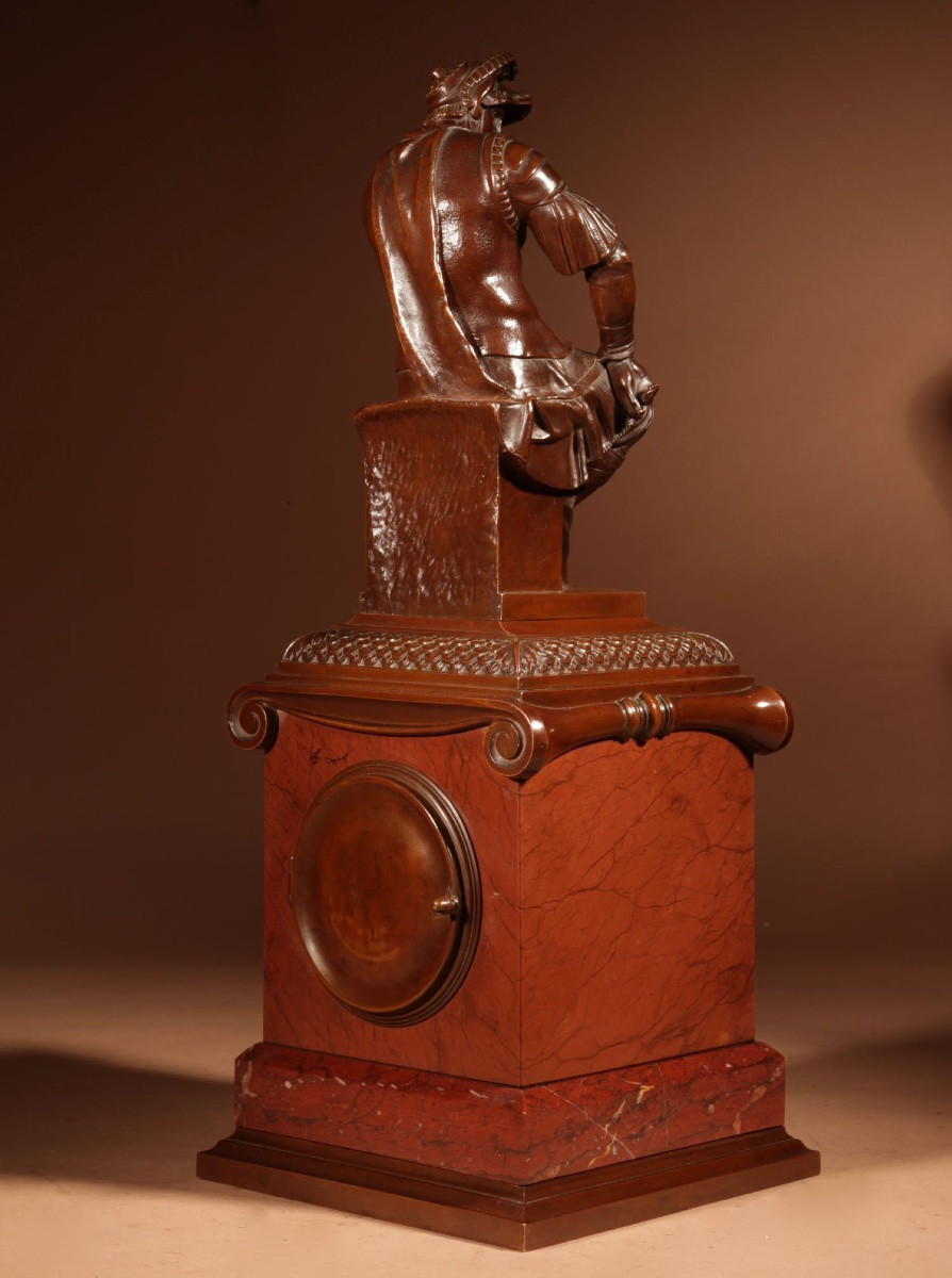 A Beautiful Bronze And Marble Mantel Clock.-photo-8